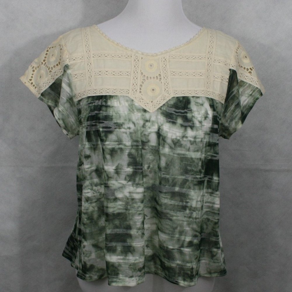 Free People Anthropologie Sheer Poly Blouse SZ L - Picture 2 of 9
